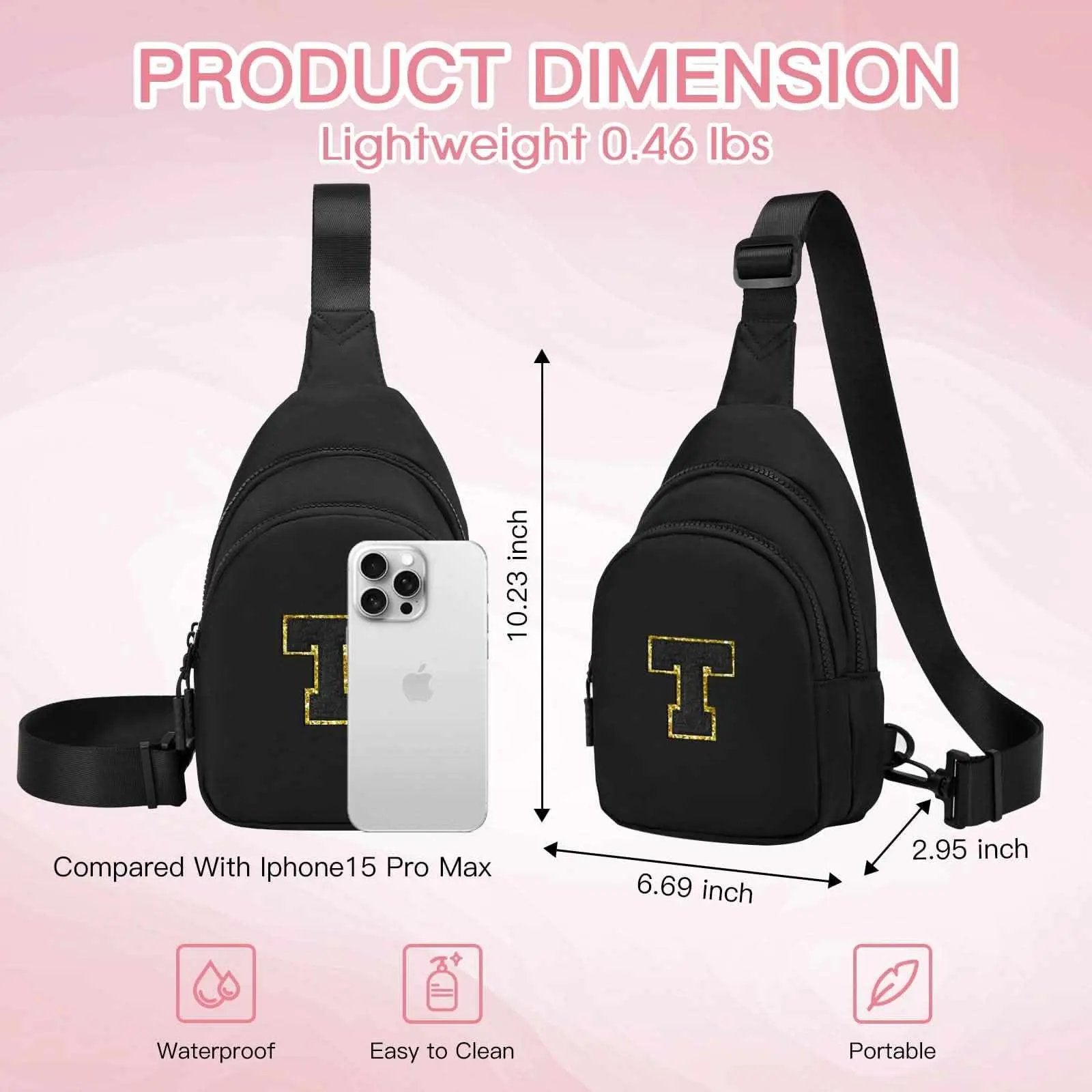 Small Initial Sling Bag Crossbody Bag Fanny Pack for Girls Women Cute Chest Bag Cross Body Bag Personalized Gift - Love Salve